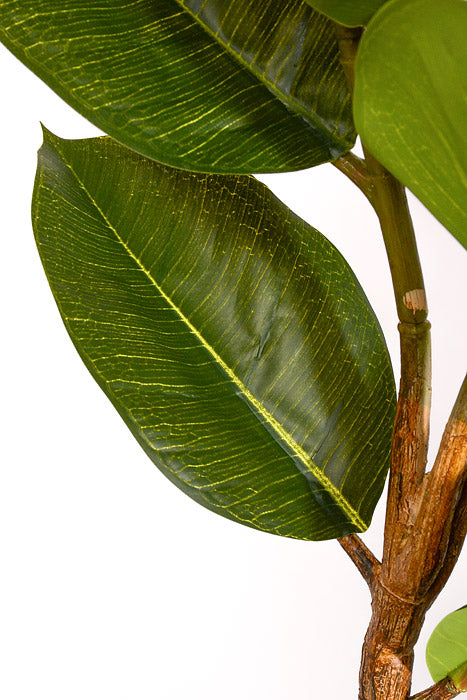 3Ft Artificial Rubber Leaf Tree with Ceramic Pot Green