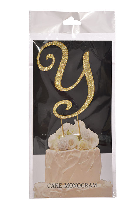 4.75" Rhinestone Monogram Letter "Y" Gold