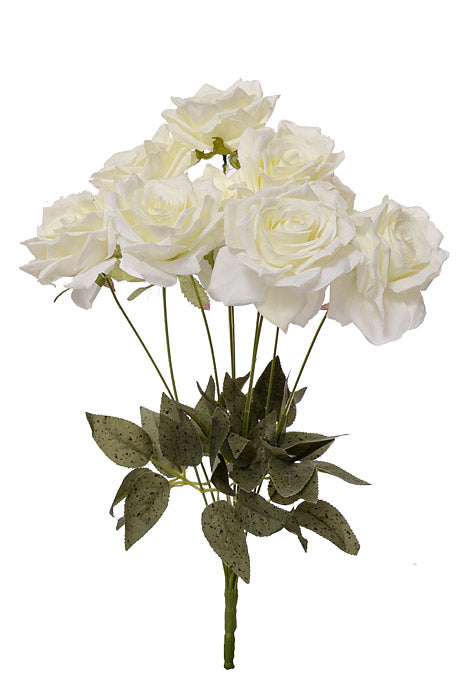 18" Silk Rose Bush White