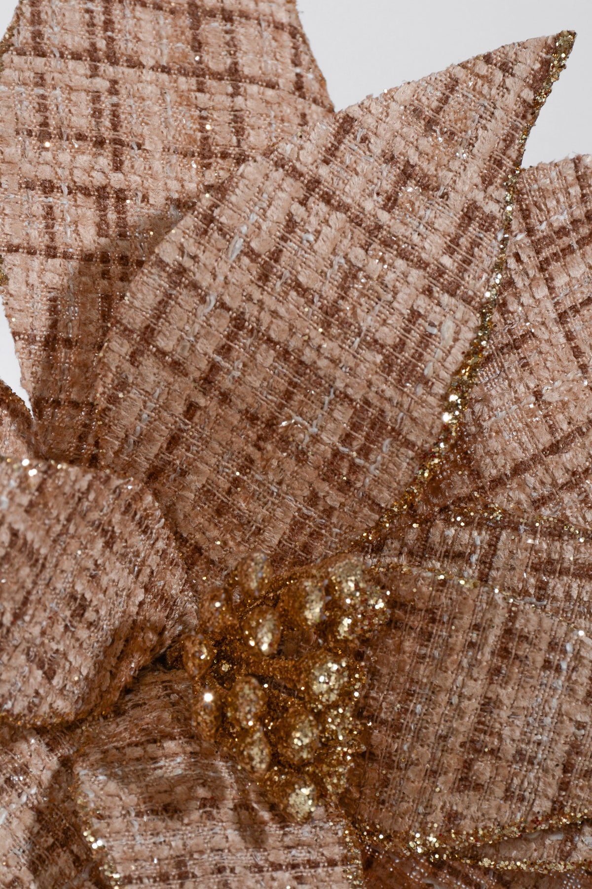 23.5" Burlap/Glitter Poinsettia Stem Brown