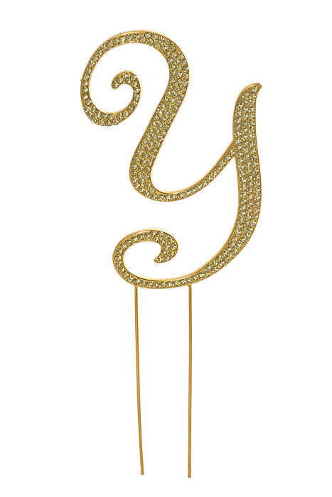 4.75" Rhinestone Monogram Letter "Y" Gold