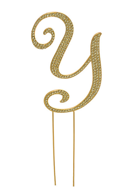 4.75" Rhinestone Monogram Letter "Y" Gold