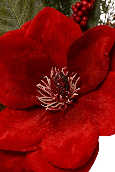 18" Silk Magnolia Bush Red