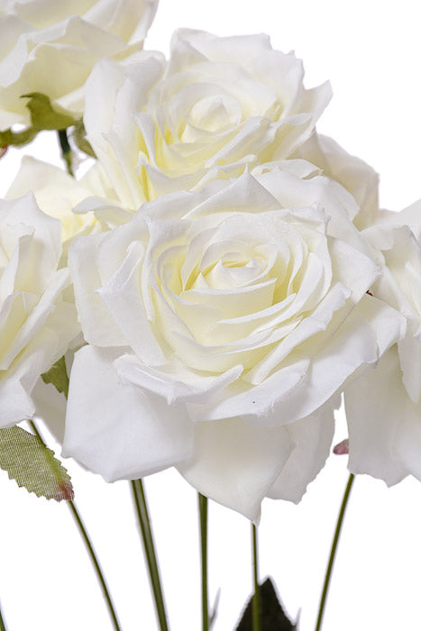 18" Silk Rose Bush White