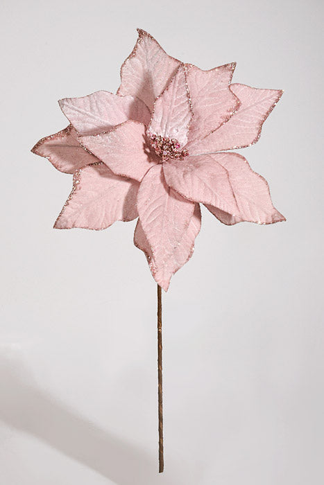 24" Rich Velvet Poinsettia Stem Pink