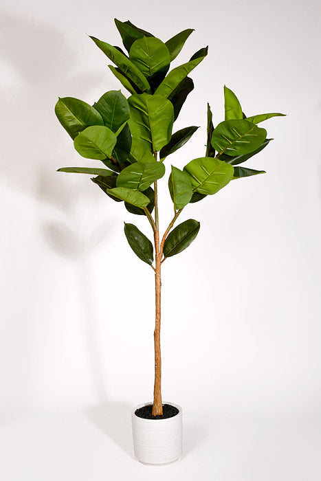 4Ft Artificial Rubber Leaf Tree with Ceramic Pot Green