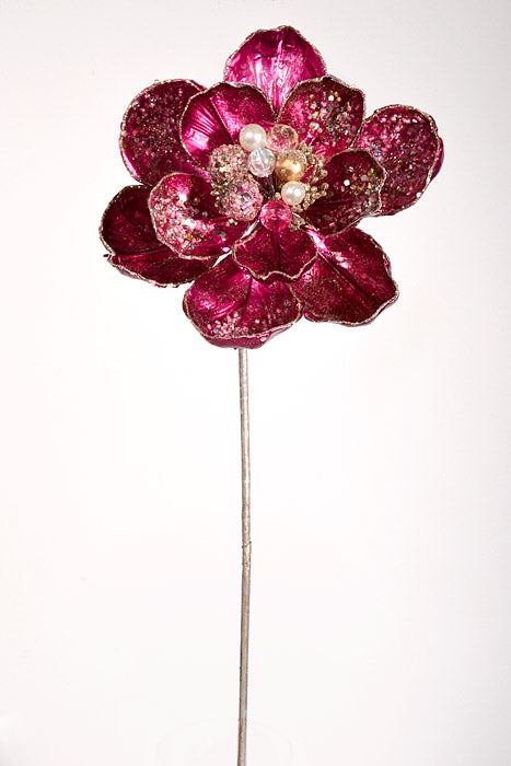 24" Shiny Glamour Jewel Magnolia Stem Fuchsia