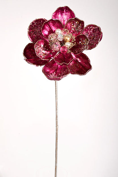 24" Shiny Glamour Jewel Magnolia Stem Fuchsia