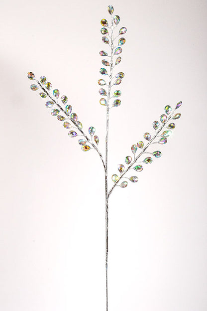 28.5" Crystal Bead Spray Iridescent Silver