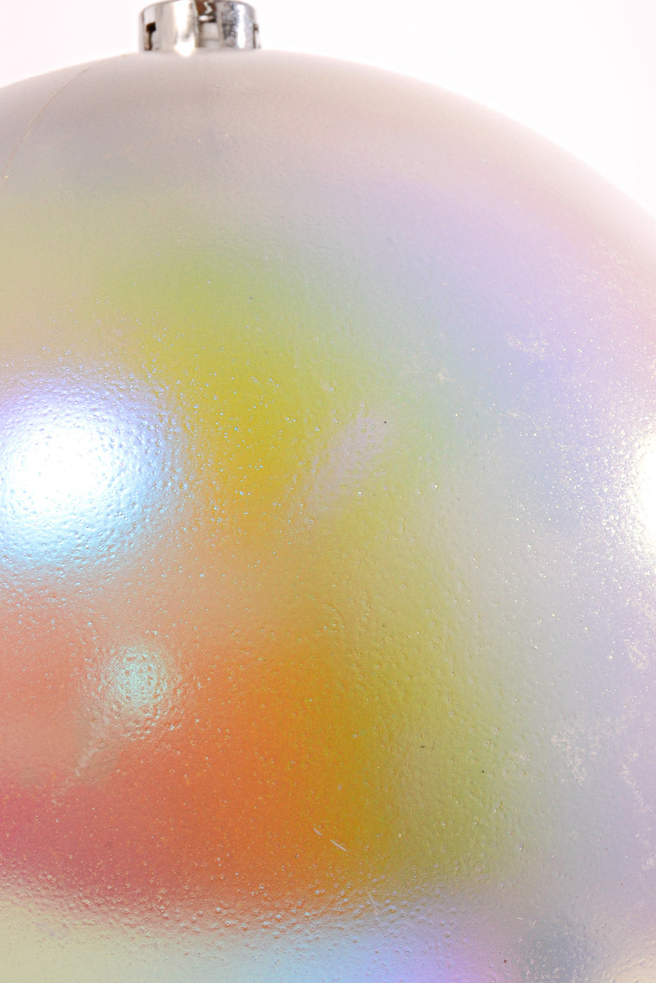 250MM Plastic Iridescent Ball Ornament White