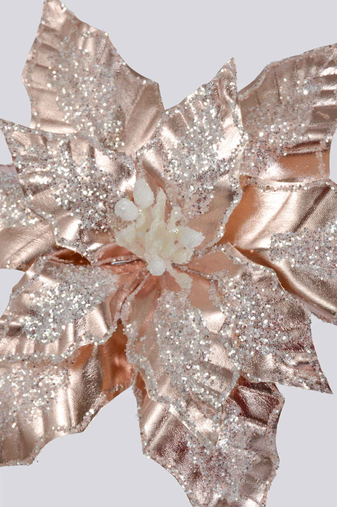 25" Metallic/Glitter Poinsettia Stem Light Pink