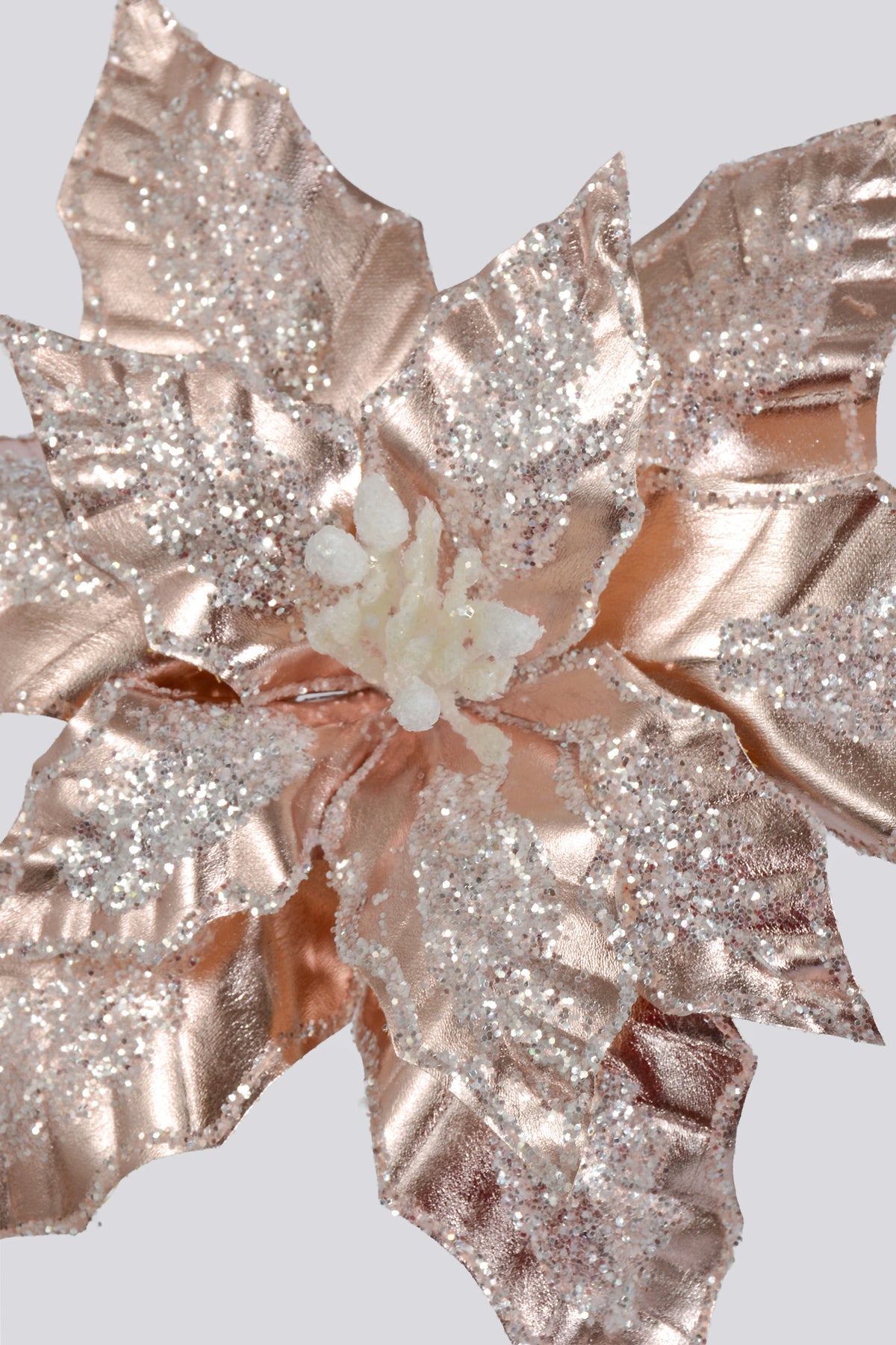 25" Metallic/Glitter Poinsettia Stem Light Pink