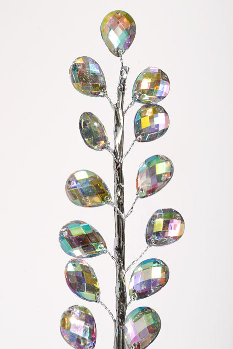 28.5" Crystal Bead Spray Iridescent Silver