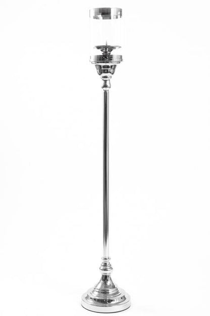 35&quot; Metal Candle Holder Stand W/glass Silver