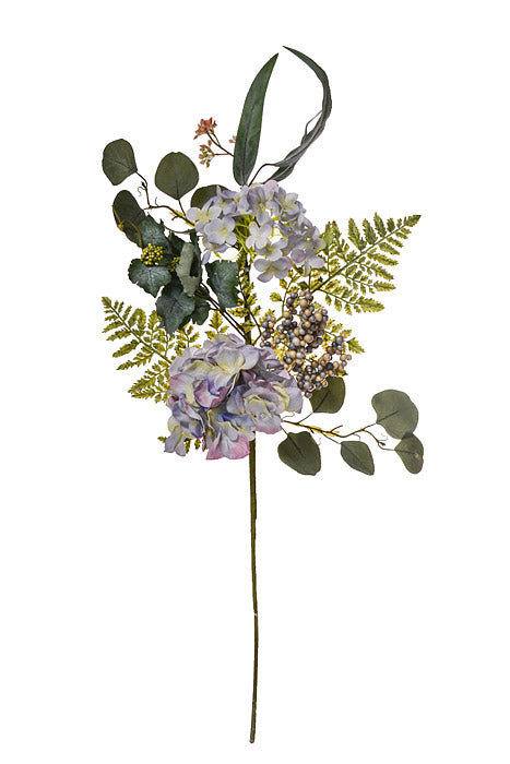 28" Silk Hydrangea Berry Spray Blue