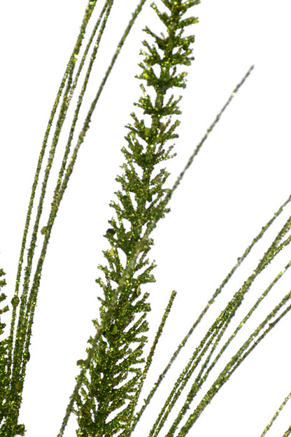 34" Glitter Mica Triple Spike Grass Spray Apple Green