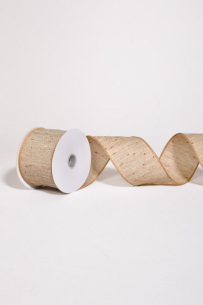 2.5" x 10Yds Wired Textured Ivory/Tan/Choc Weave