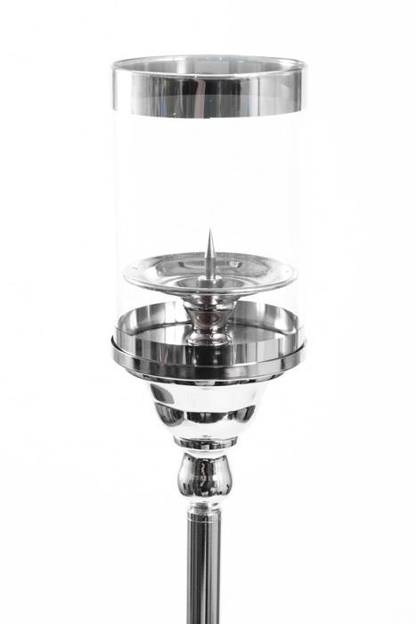 35" Metal Candle Holder Stand W/glass Silver