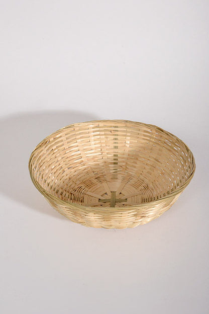 11" Round Bamboo Bun Basket Natural Pkg/6