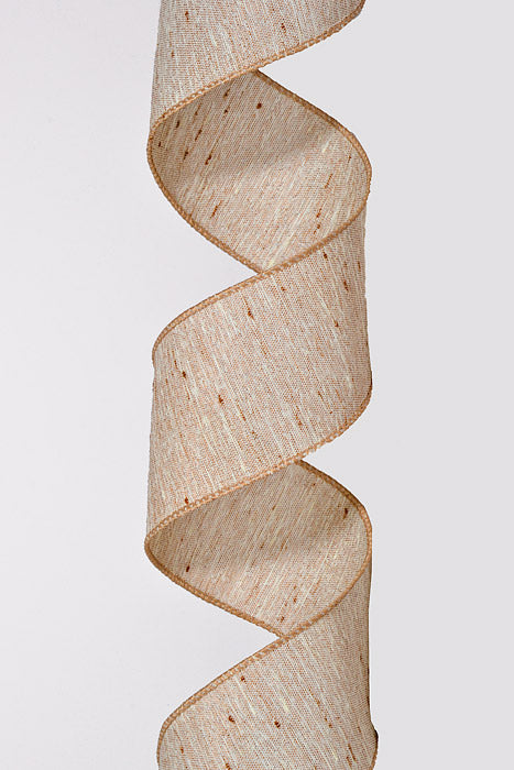 2.5" x 10Yds Wired Textured Ivory/Tan/Choc Weave