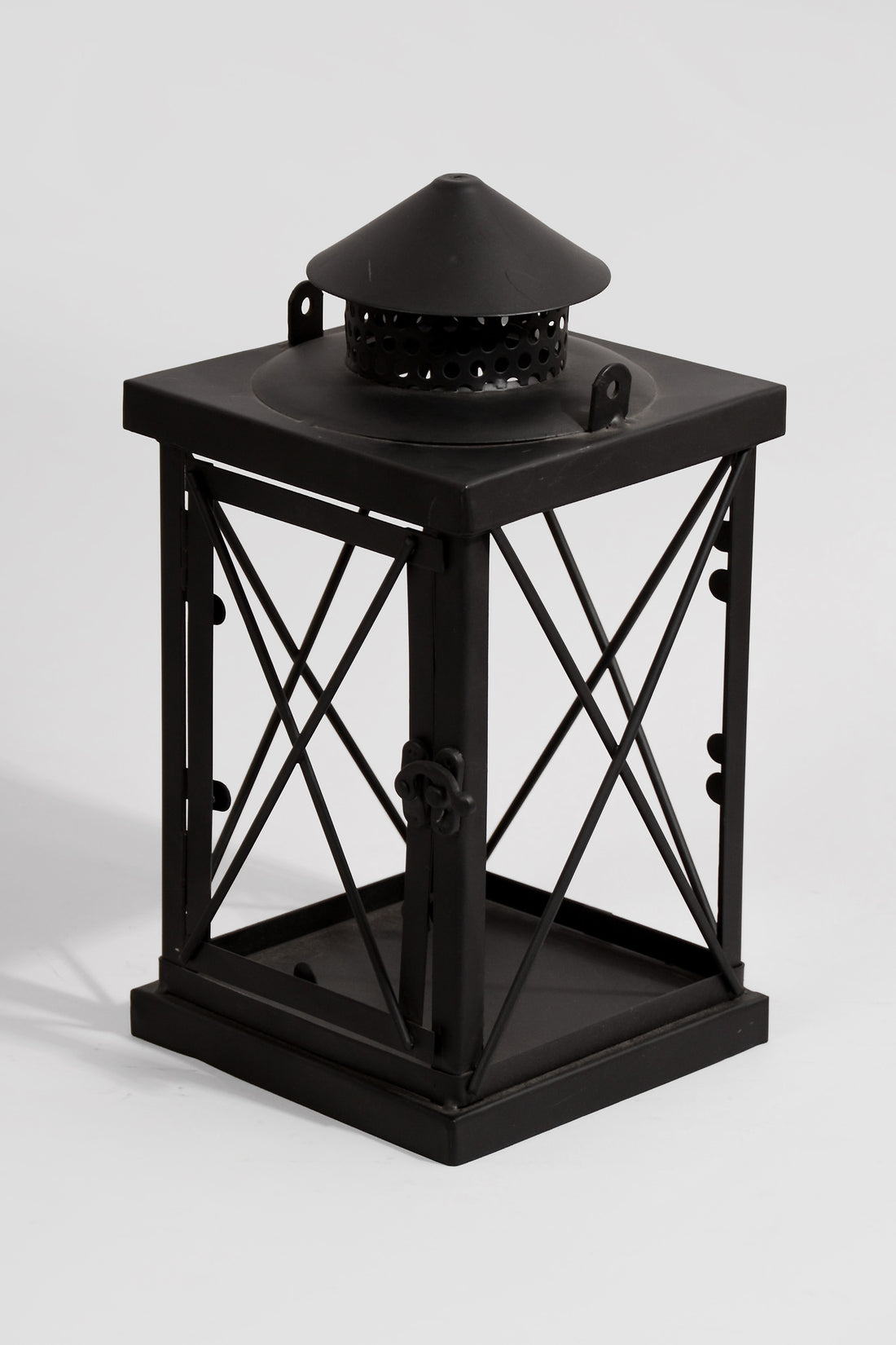 5.5" X 12" Metal &amp; Glass Candle Lantern Brown/Copper