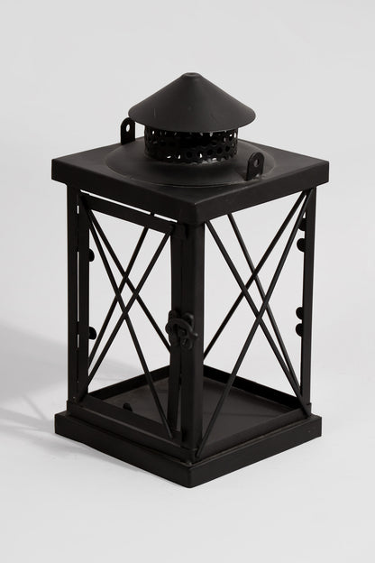 5.5" X 12" Metal &amp; Glass Candle Lantern Brown/Copper
