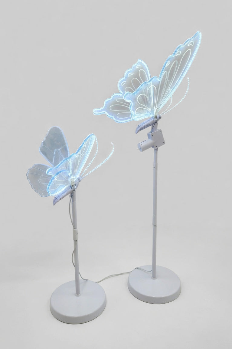 12" &amp; 16" Moving Butterfly Lamp Stand St2 White