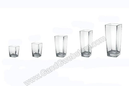 4" X 5" X 10" Tapered Square Glass Vase Clear