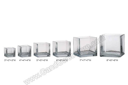 8" X 8" X 8" Cube Glass Vase Clear