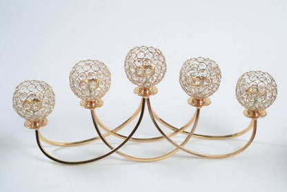 16&quot; 5-light Candle Holder W/crystal Gold