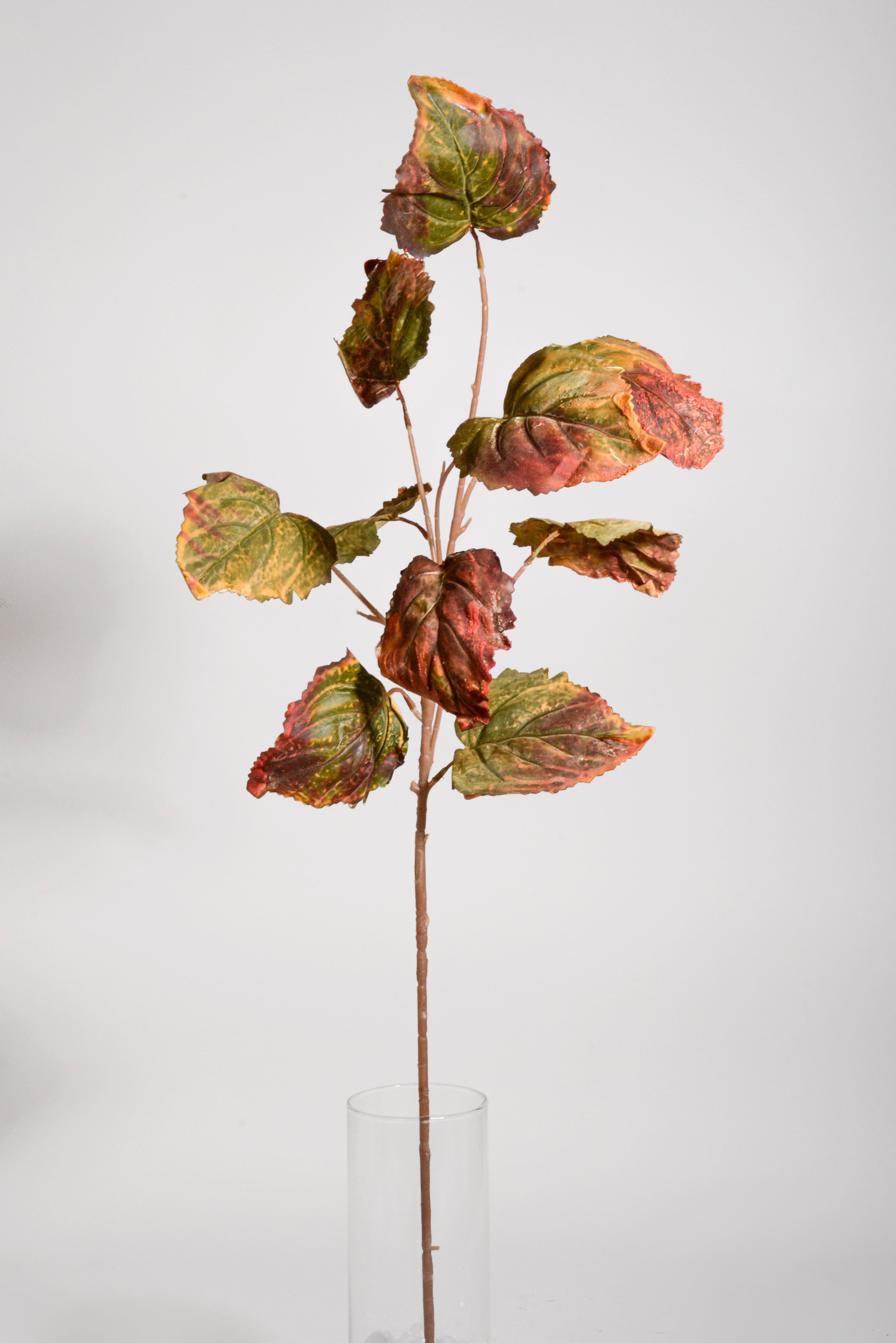 33.5" Artificial Dry Leaf Spray Green/Burgundy