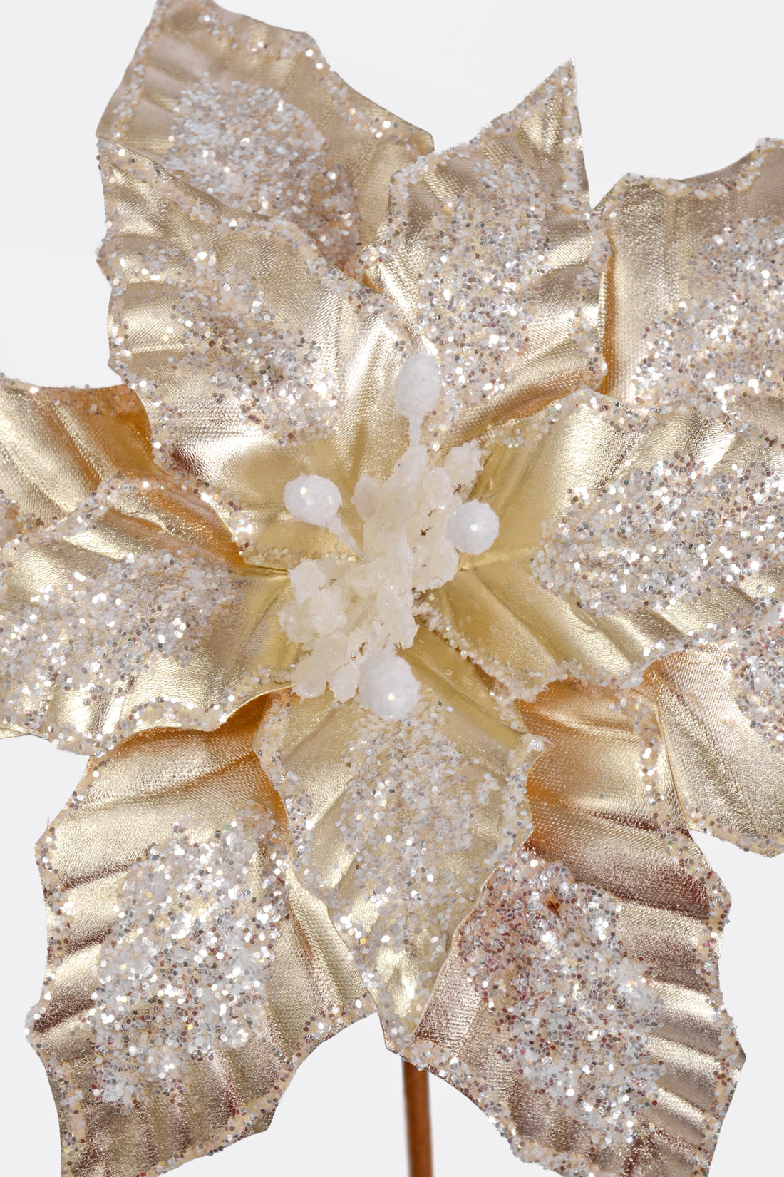 25" Metallic/Glitter Poinsettia Stem Champagne