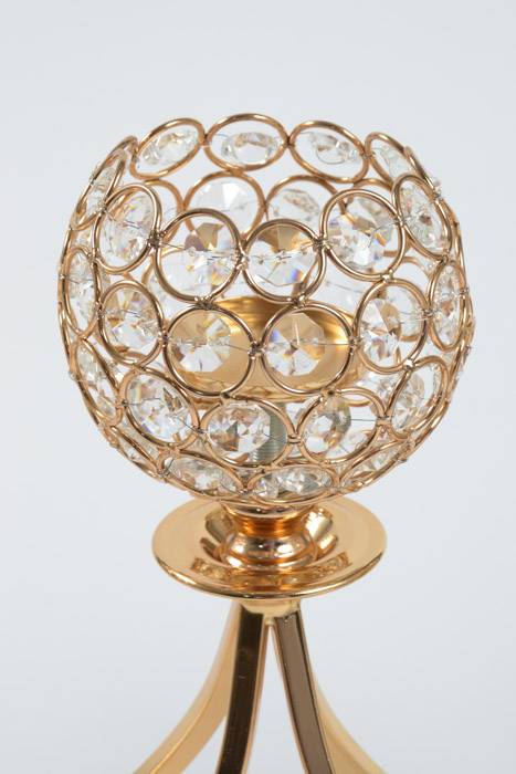 16" 5-light Candle Holder W/crystal Gold