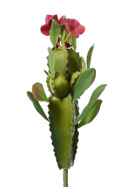 14" Artificial Madagascar Plant W/bloom Green/red