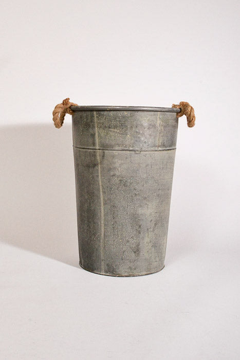 12" X 16" Round Antique Galvanized Metal With Rope Silver