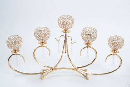 11" 5-light Candle Holder W/crystal Gold