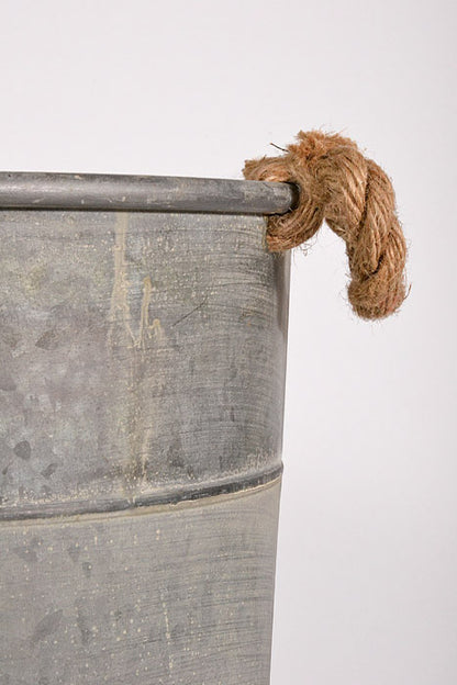 12" X 16" Round Antique Galvanized Metal With Rope Silver