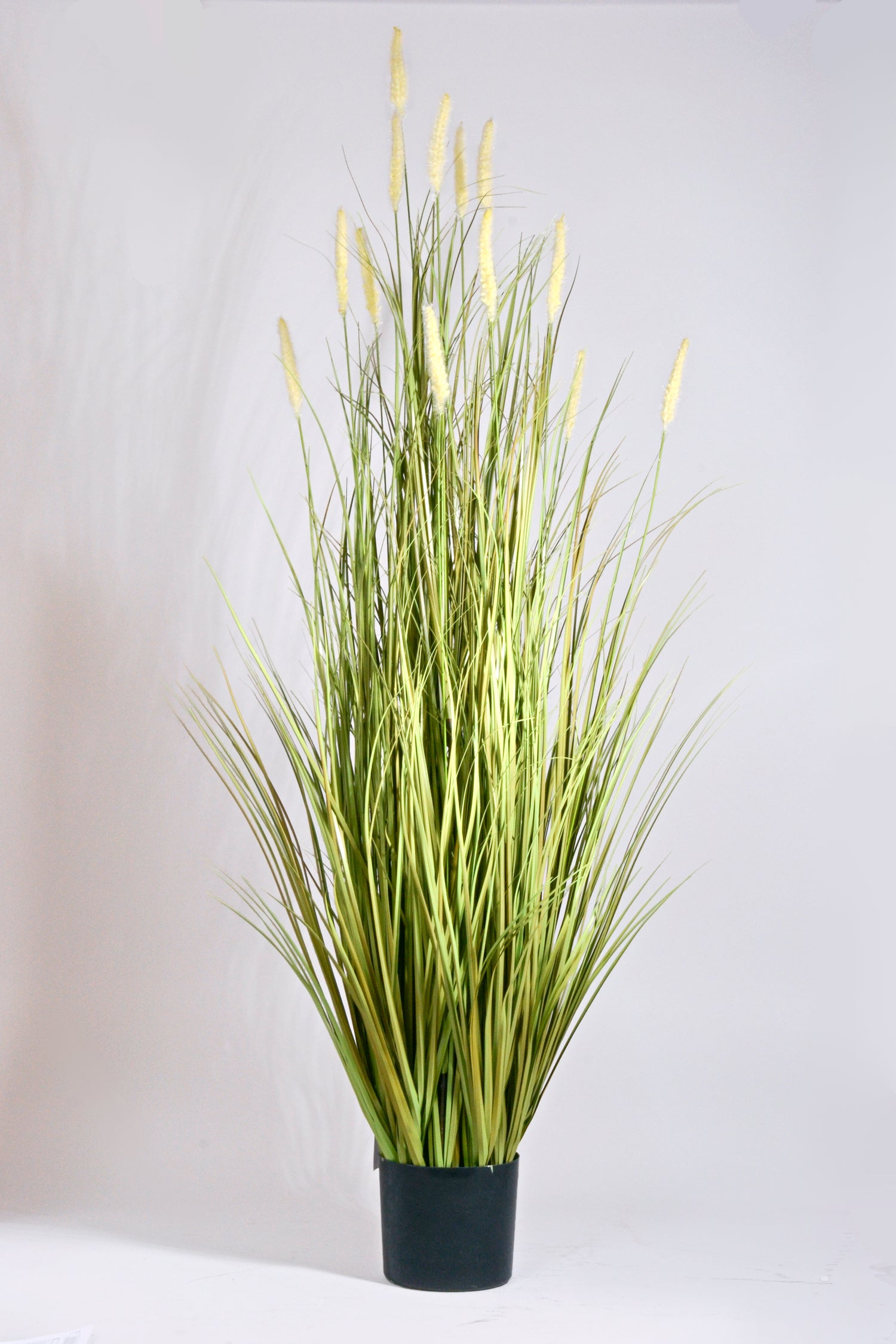 5Ft Artificial Grass Bush W/Pot Green/White