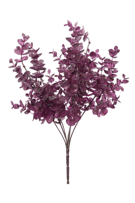 17" Glitter Metallic Eucalyptus Spray Bush Purple