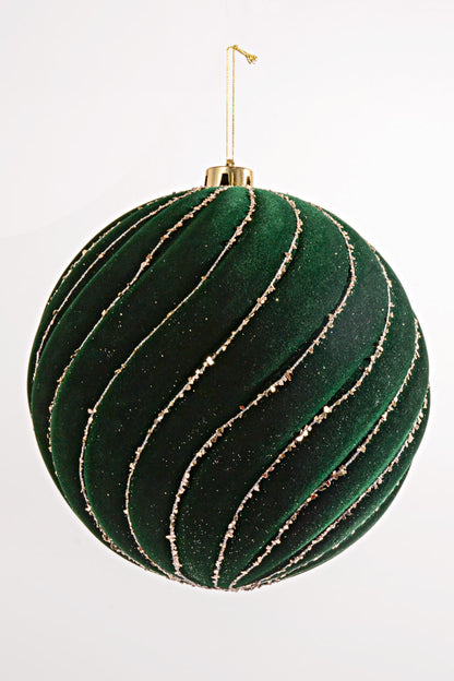 200MM Velvet Ball Ornament Dark Green/Gold