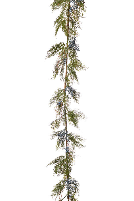 6Ft Juniper Garland With Berry Green/Blue