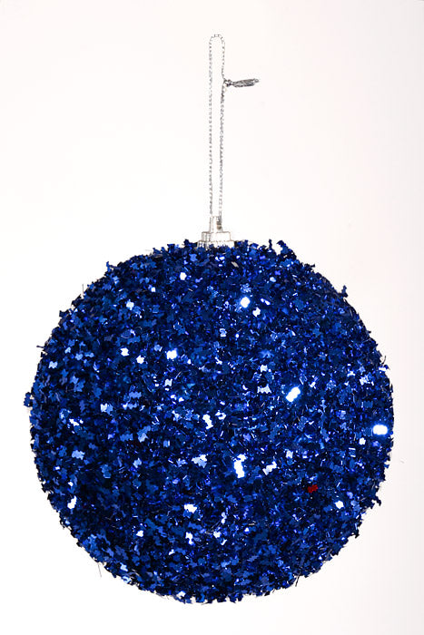 100Mm Ball with Glitter Ornament Royal Blue Pkg/6