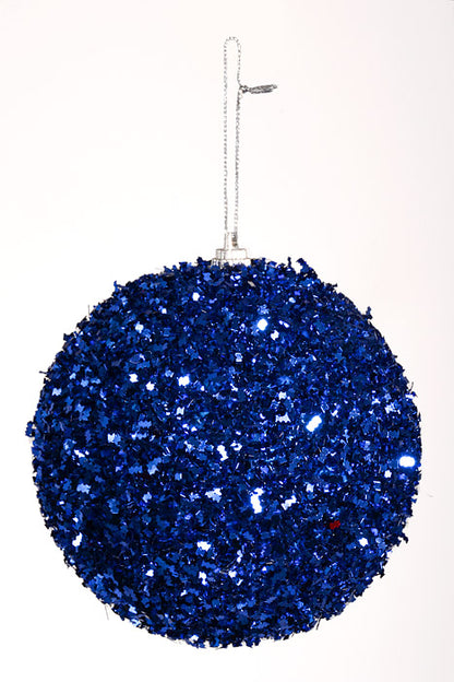 100Mm Ball with Glitter Ornament Royal Blue Pkg/6