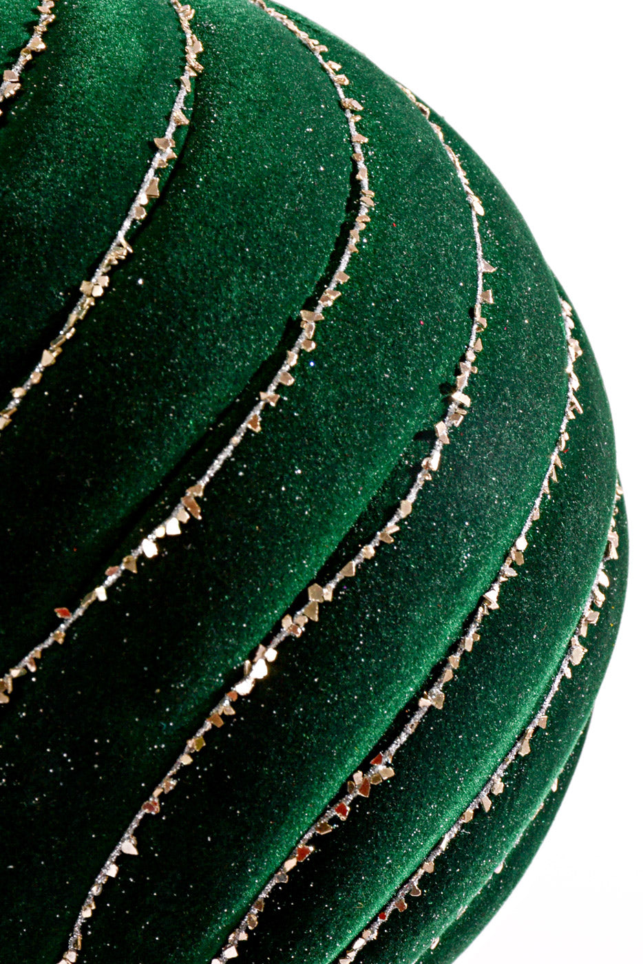 200MM Velvet Ball Ornament Dark Green/Gold