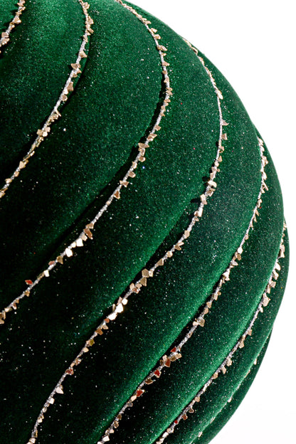 200MM Velvet Ball Ornament Dark Green/Gold