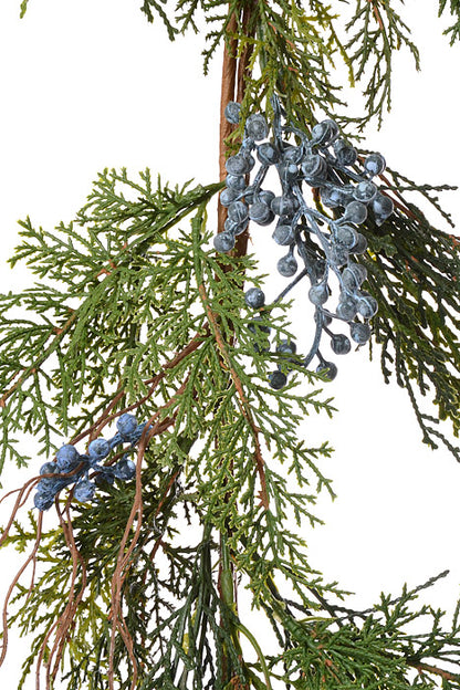 6Ft Juniper Garland With Berry Green/Blue