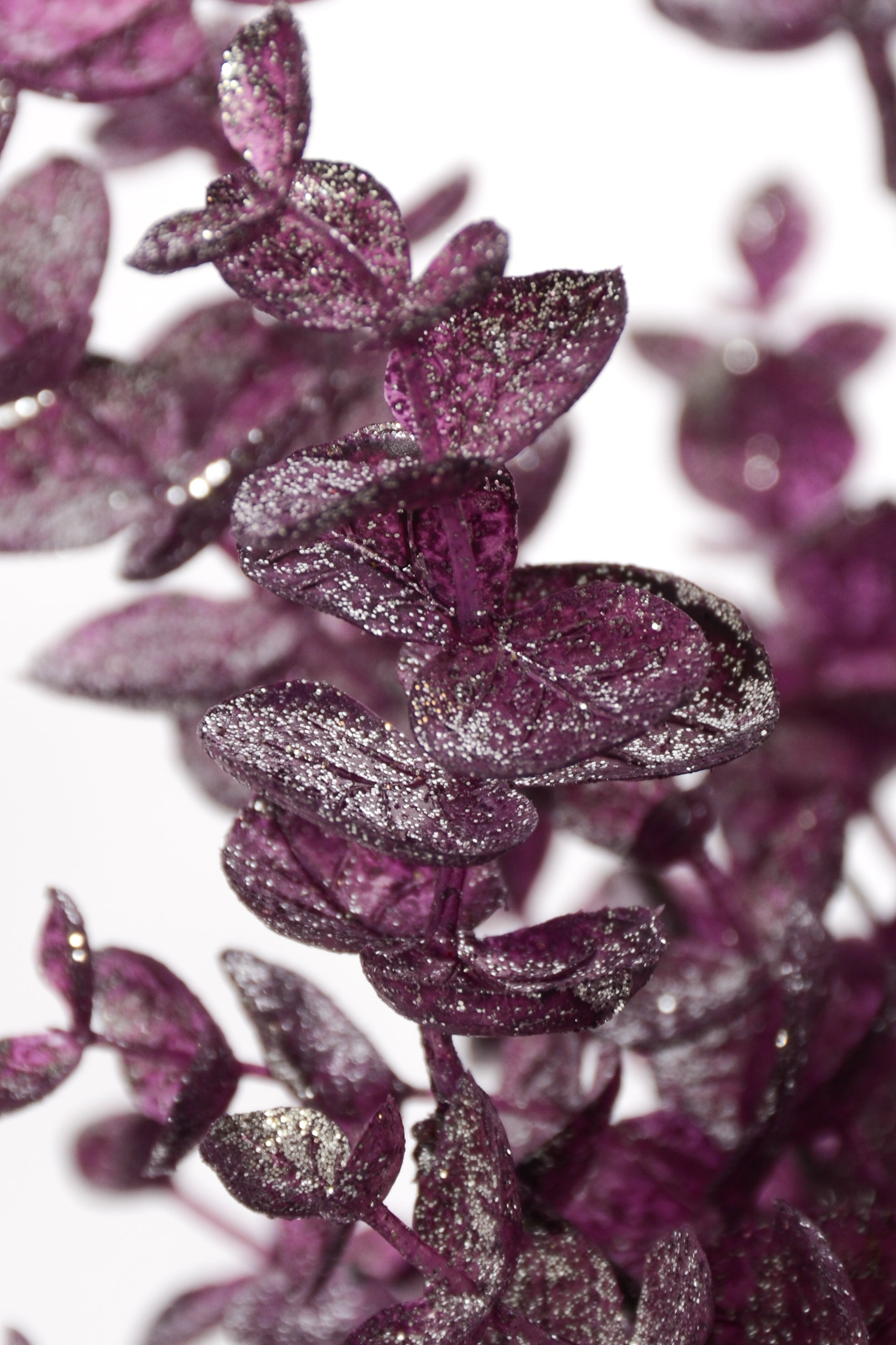 17" Glitter Metallic Eucalyptus Spray Bush Purple