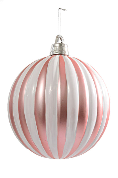 250MM Plastic Pumpkin Ball Ornament Pink/White