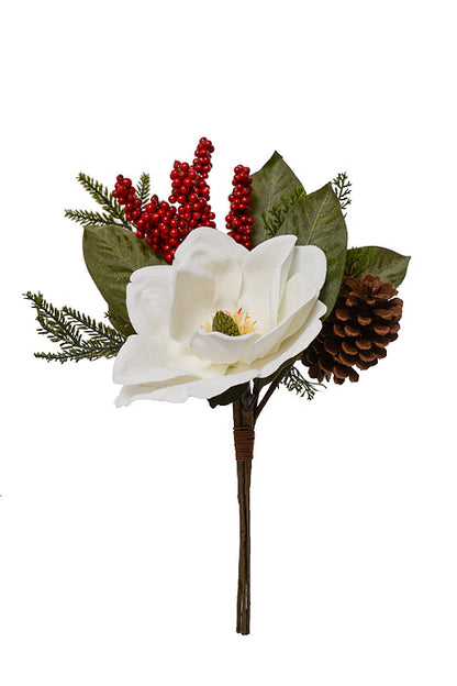 18" Silk Magnolia Bush White