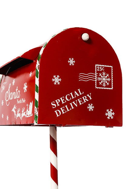 43"x11.75" Metal Mailbox Red/White